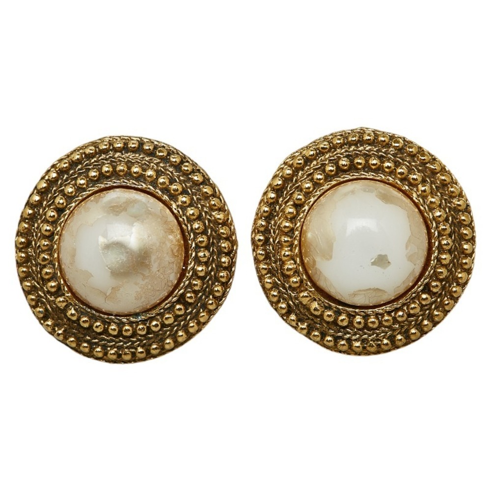 Chanel pearl earrings gold plated for women CHANEL